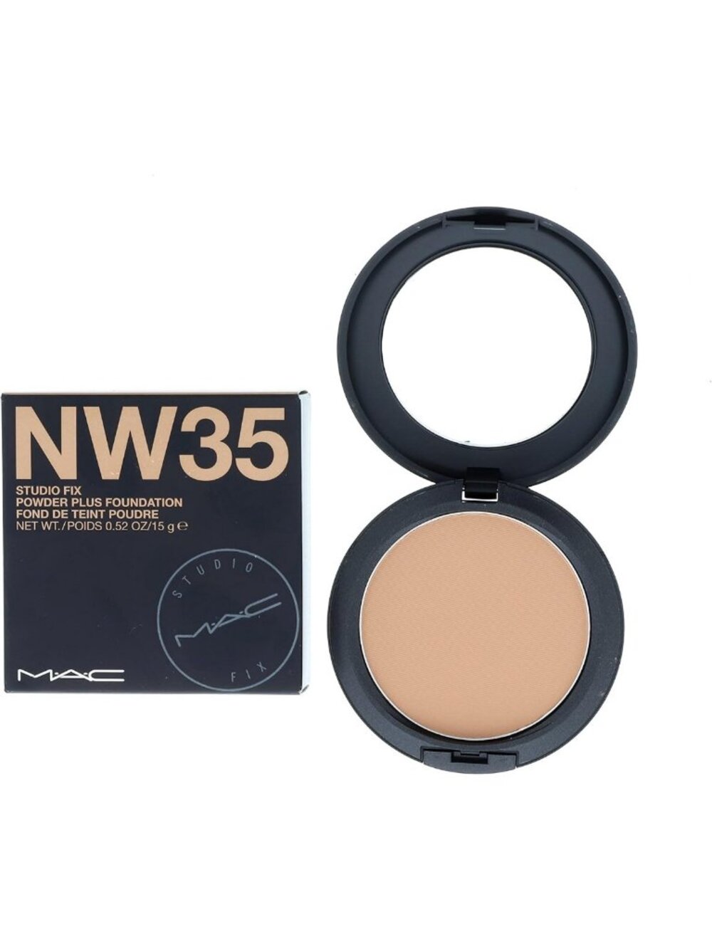 Full Coverage Powder Foundation, NW35 Shade, Long-Lasting Matte Finish, 15g